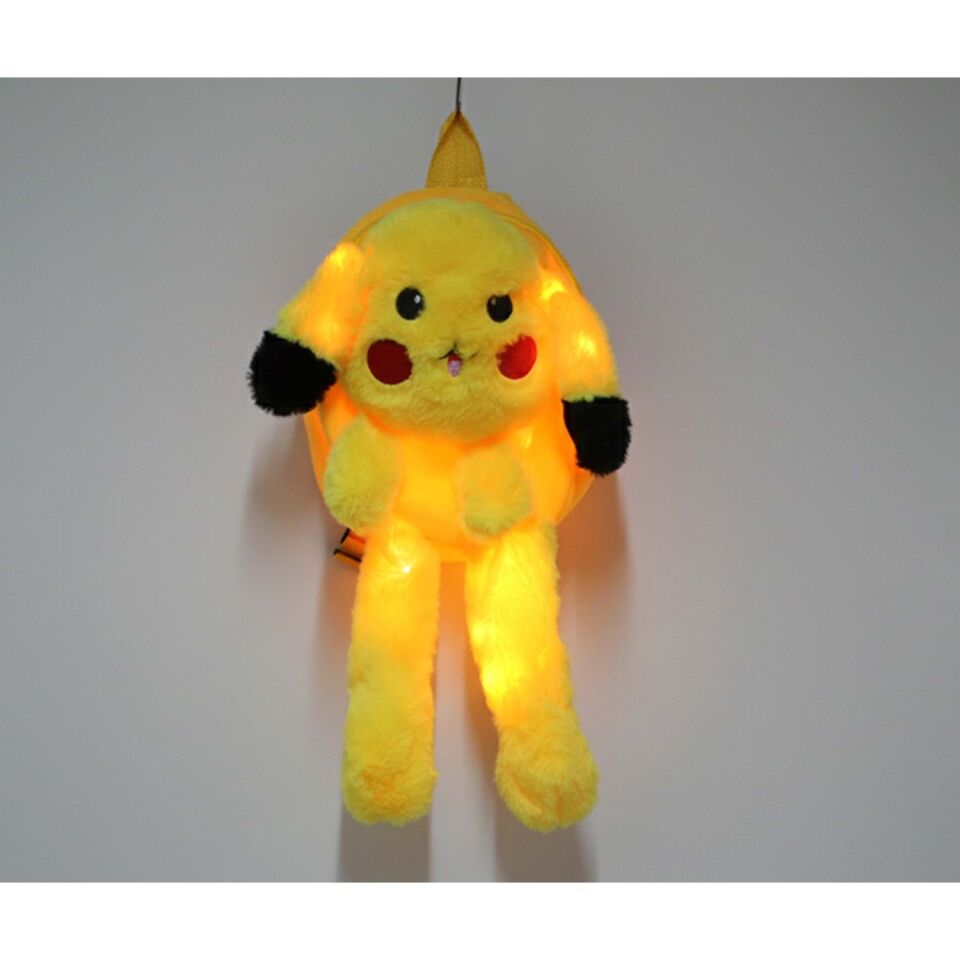 Peluş Işıklı Pikachu Sırt Çantası