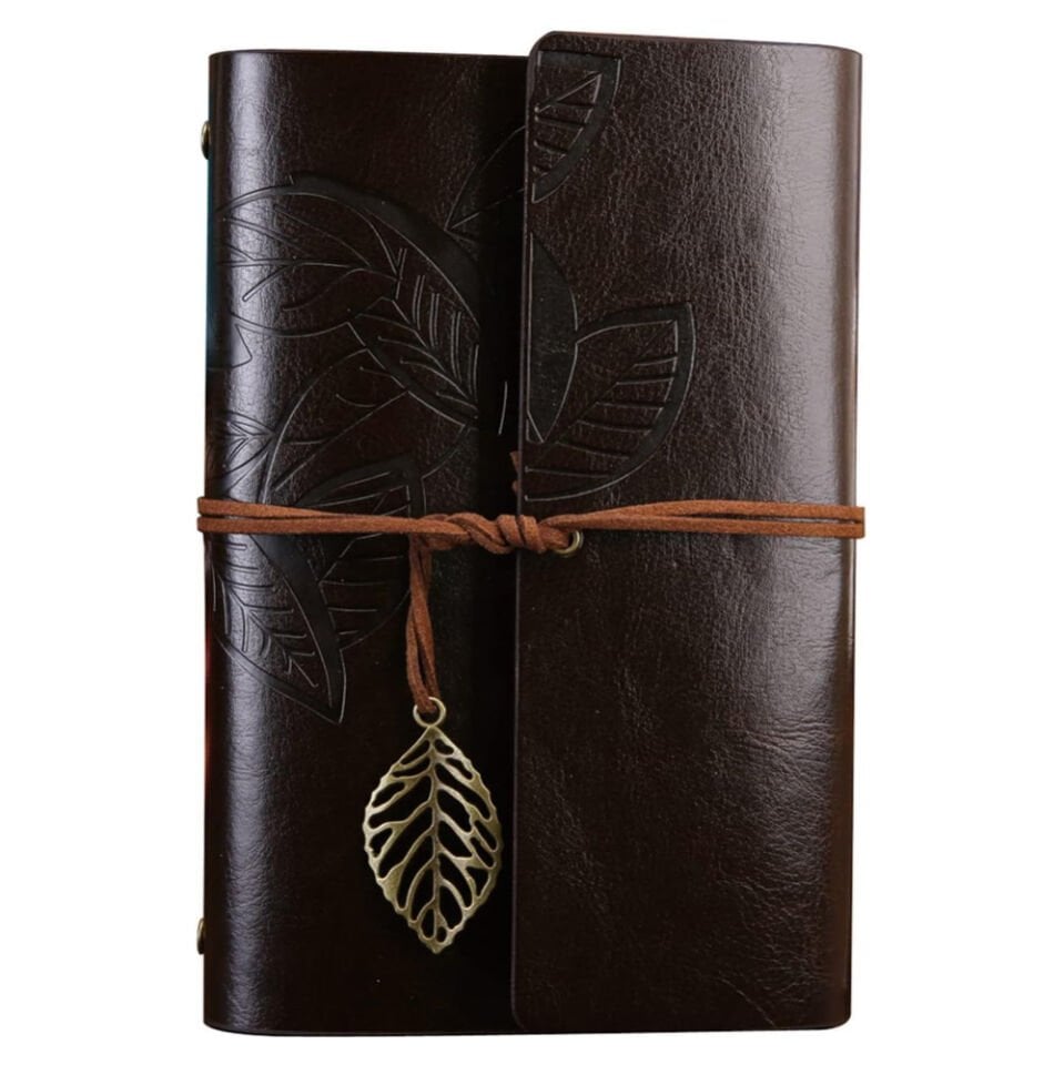 Büyük Yaprak Desenli Deri Defter