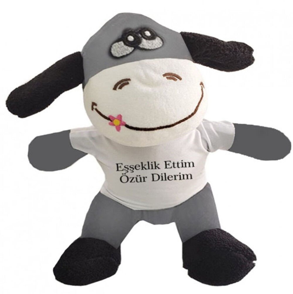 Tişörtlü Peluş Eşek Oyuncak Eşeklik Ettim Özür Dilerim