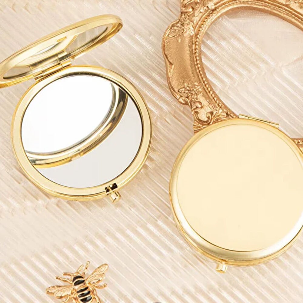 Gold Kapaklı Makyaj Cep Aynası