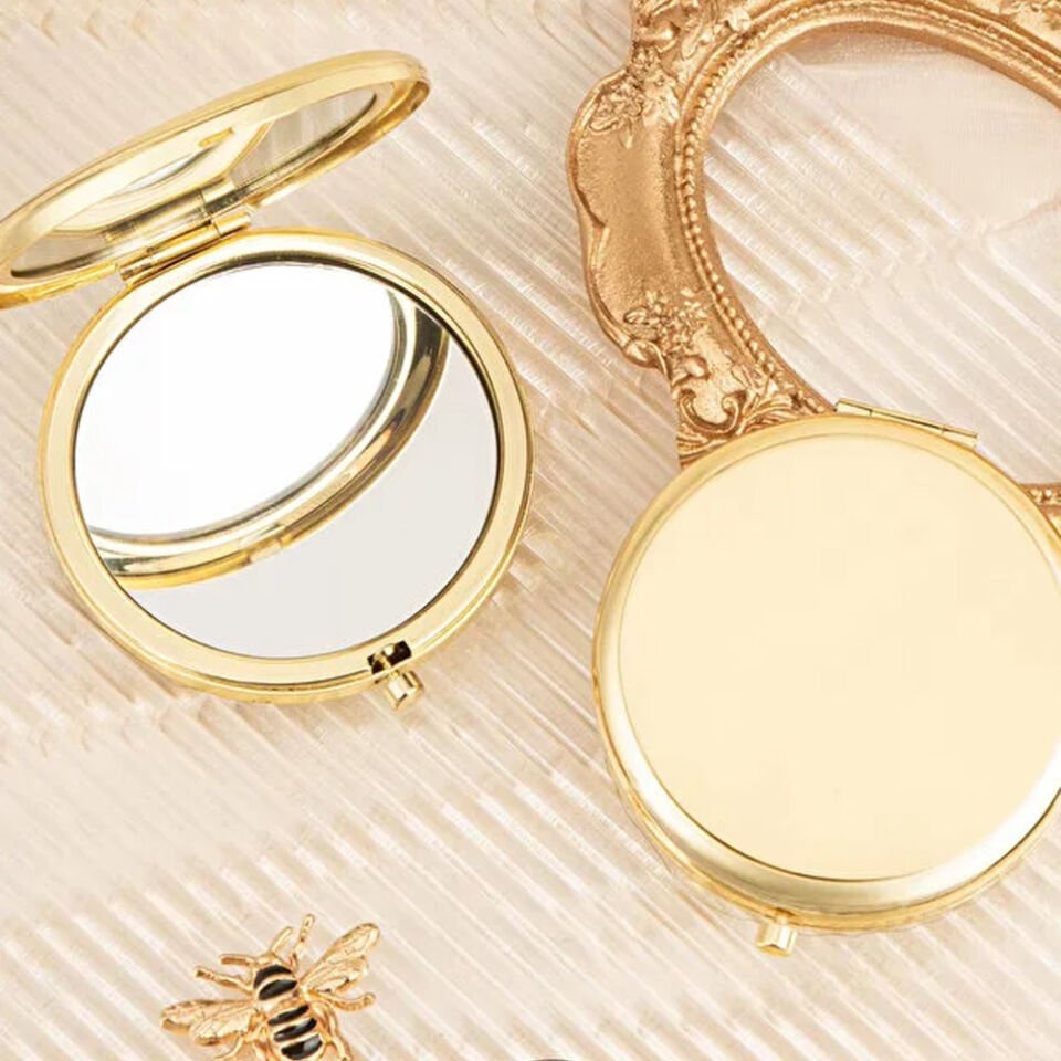 Gold Kapaklı Makyaj Cep Aynası