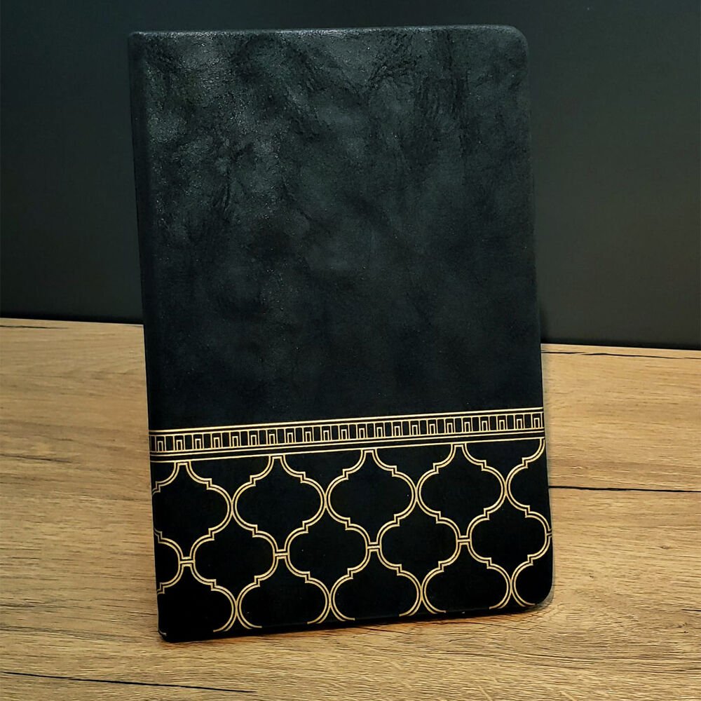 Desenli Deri Defter Siyah