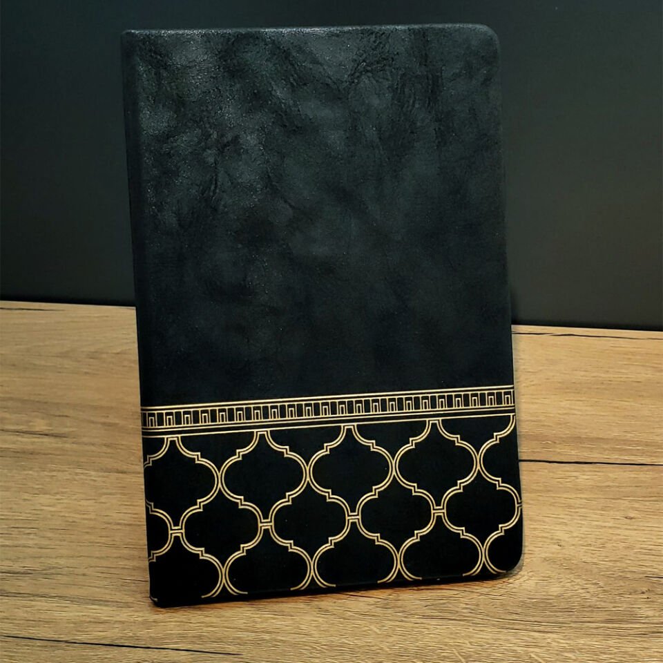 Desenli Deri Defter Siyah