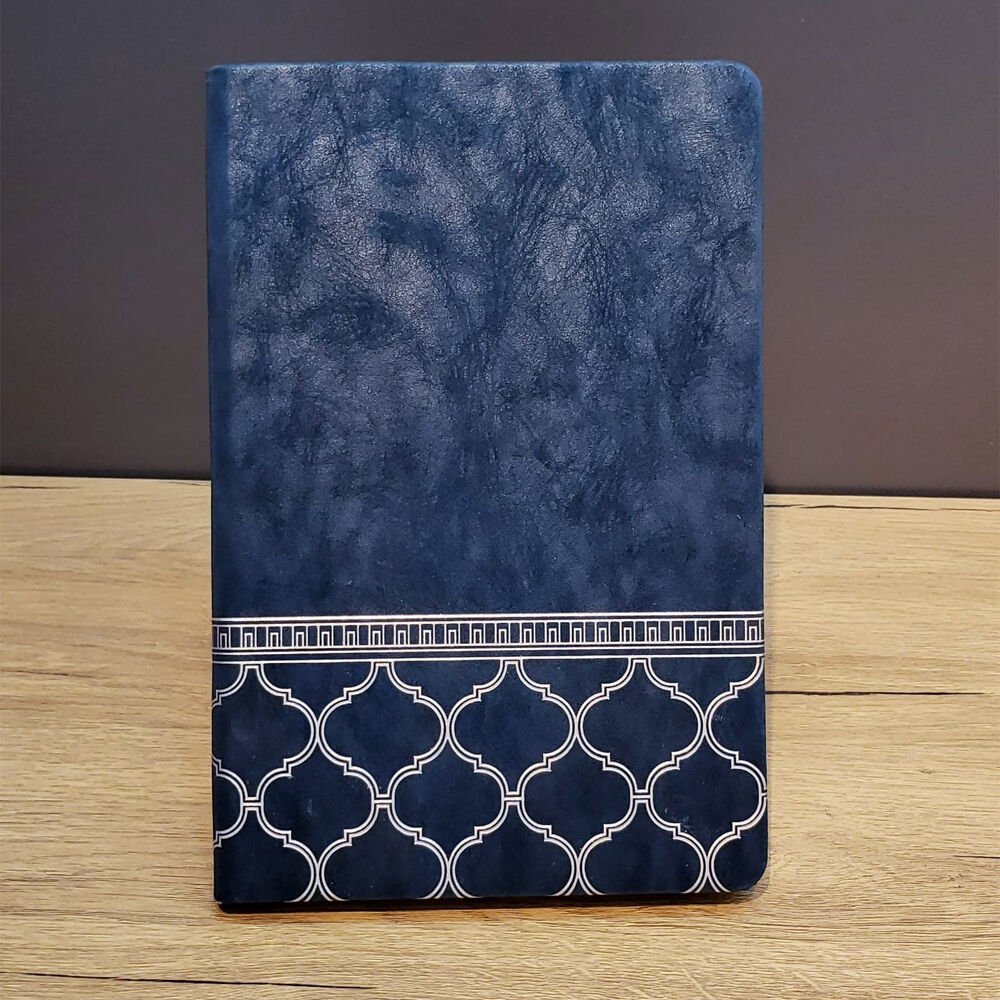Desenli Deri Defter Lacivert