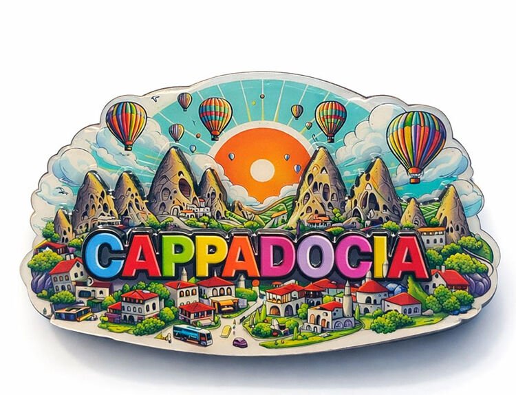 Kapadokya Temalı Ahşap Buzdolabı Magneti