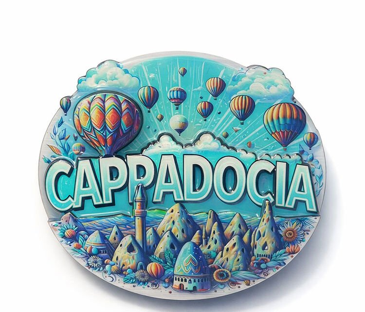 Kapadokya Temalı Ahşap Buzdolabı Magneti