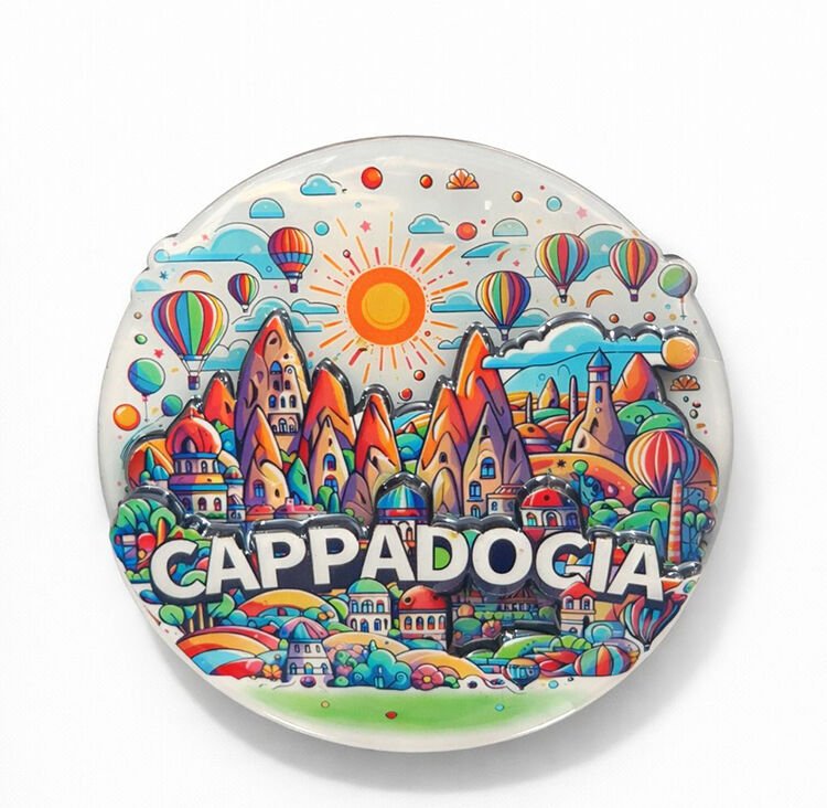 Kapadokya Temalı Ahşap Buzdolabı Magneti