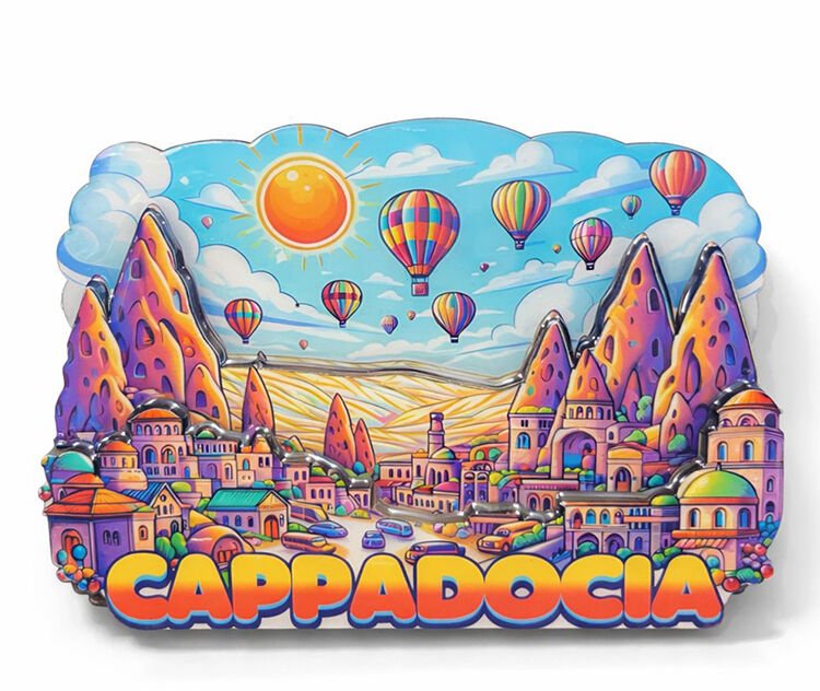 Kapadokya Temalı Ahşap Buzdolabı Magneti
