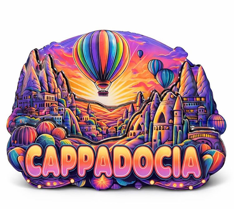 Kapadokya Temalı Ahşap Buzdolabı Magneti