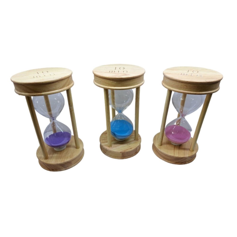 Dekoratif Ahşap 10 Dakikalık Kum Saati – Açık Ahşap