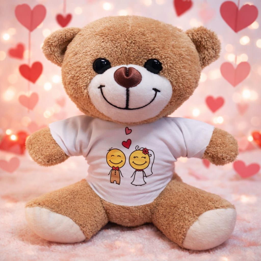 Gelin Damat Tasarım Tişörtlü Sevimli Ayıcık