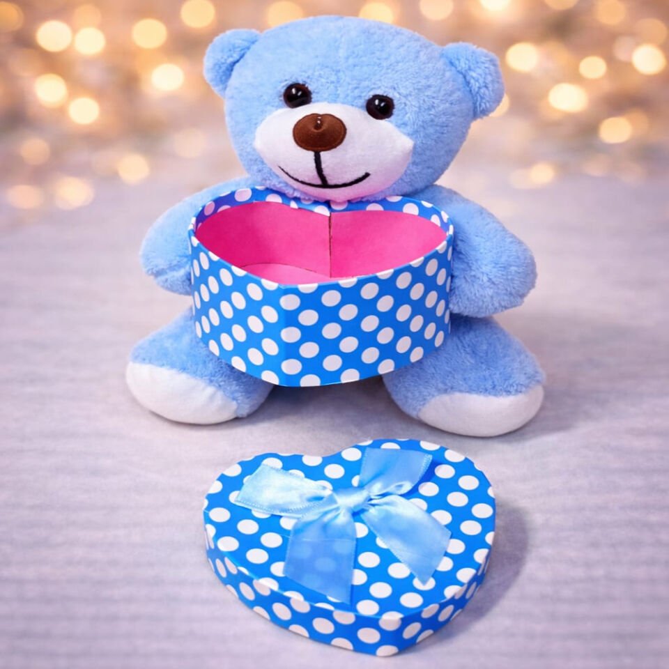 Kalp Kutulu Mavi Ayıcık