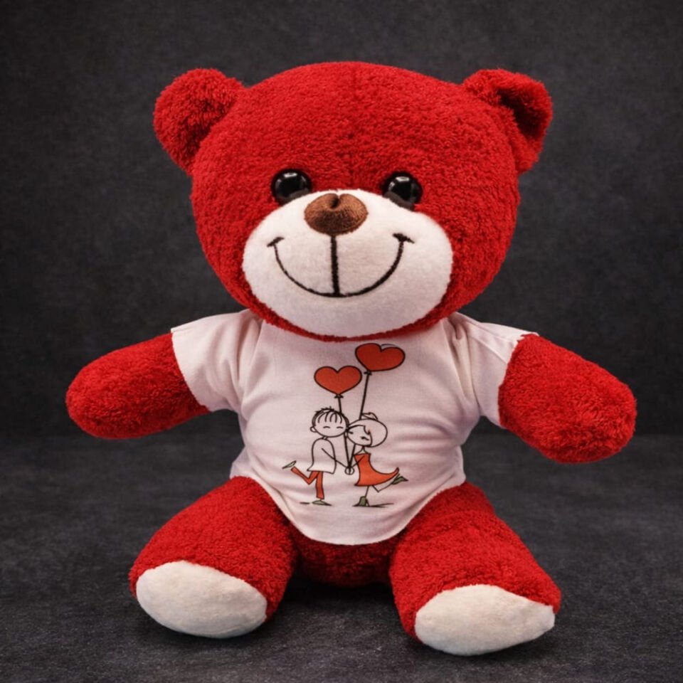 Tişörtlü Kırmızı Oyuncak Ayı