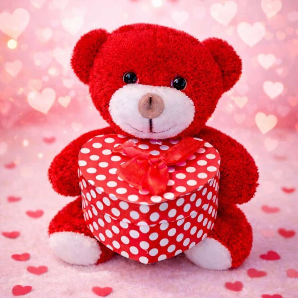 Kırmızı Kalp Kutulu Ayı