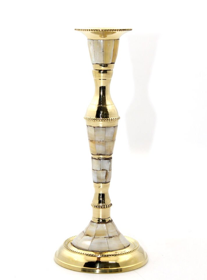 Tekli Pirinç Sedefli Şamdan