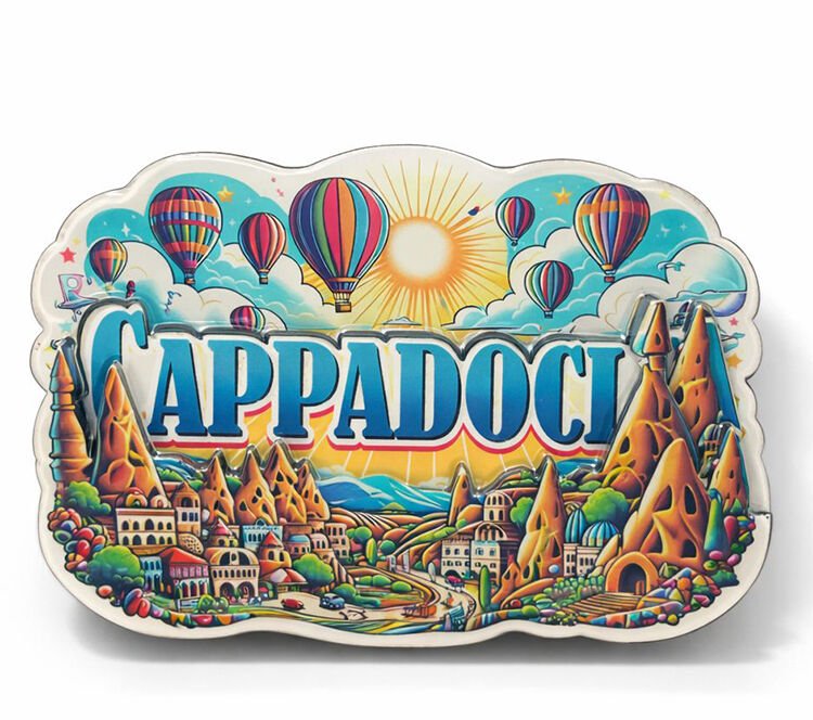 Kapadokya Temalı Ahşap Buzdolabı Magneti
