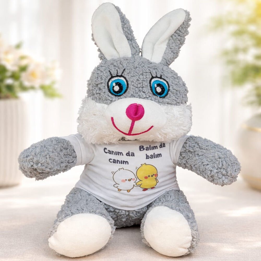 Canım Da Canım Balım Da Balım Tişörtlü Sevimli Oyuncak Tavşan