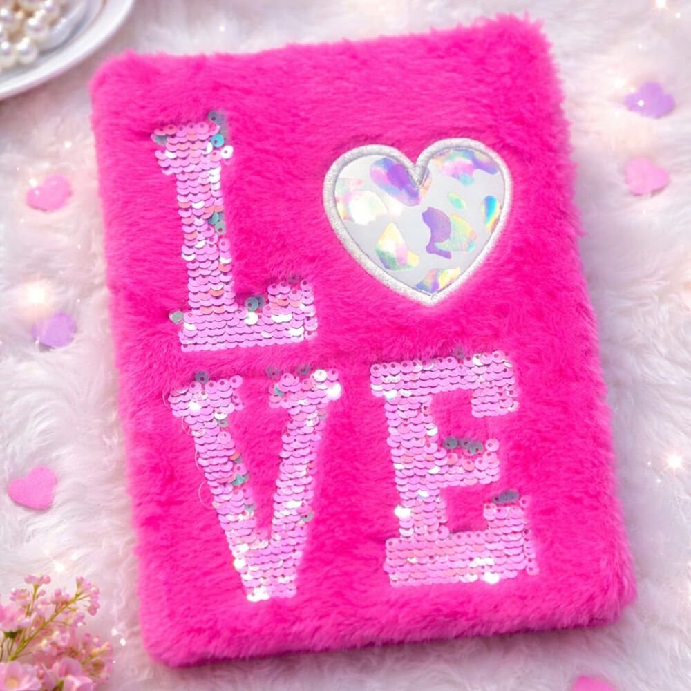 Love Tasarımlı Peluş Defter