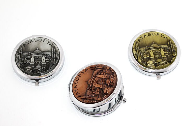 Metal İstanbul Temalı Yöresel Kabartmalı El Aynası