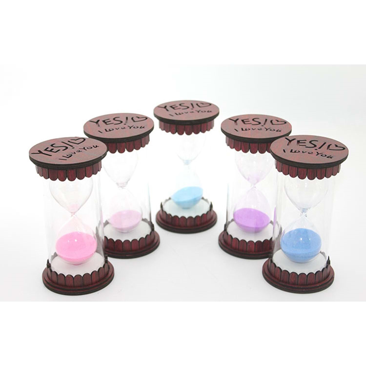 Ahşap Dekoratif Kum Saati “Yes I Love You”