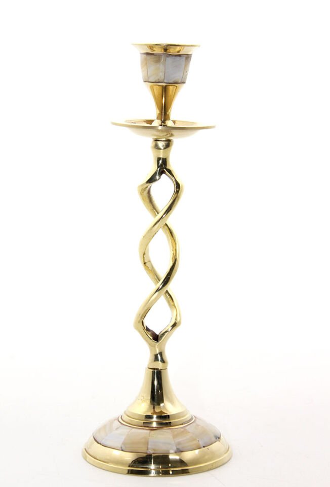 Tekli Pirinç Sedefli Şamdan