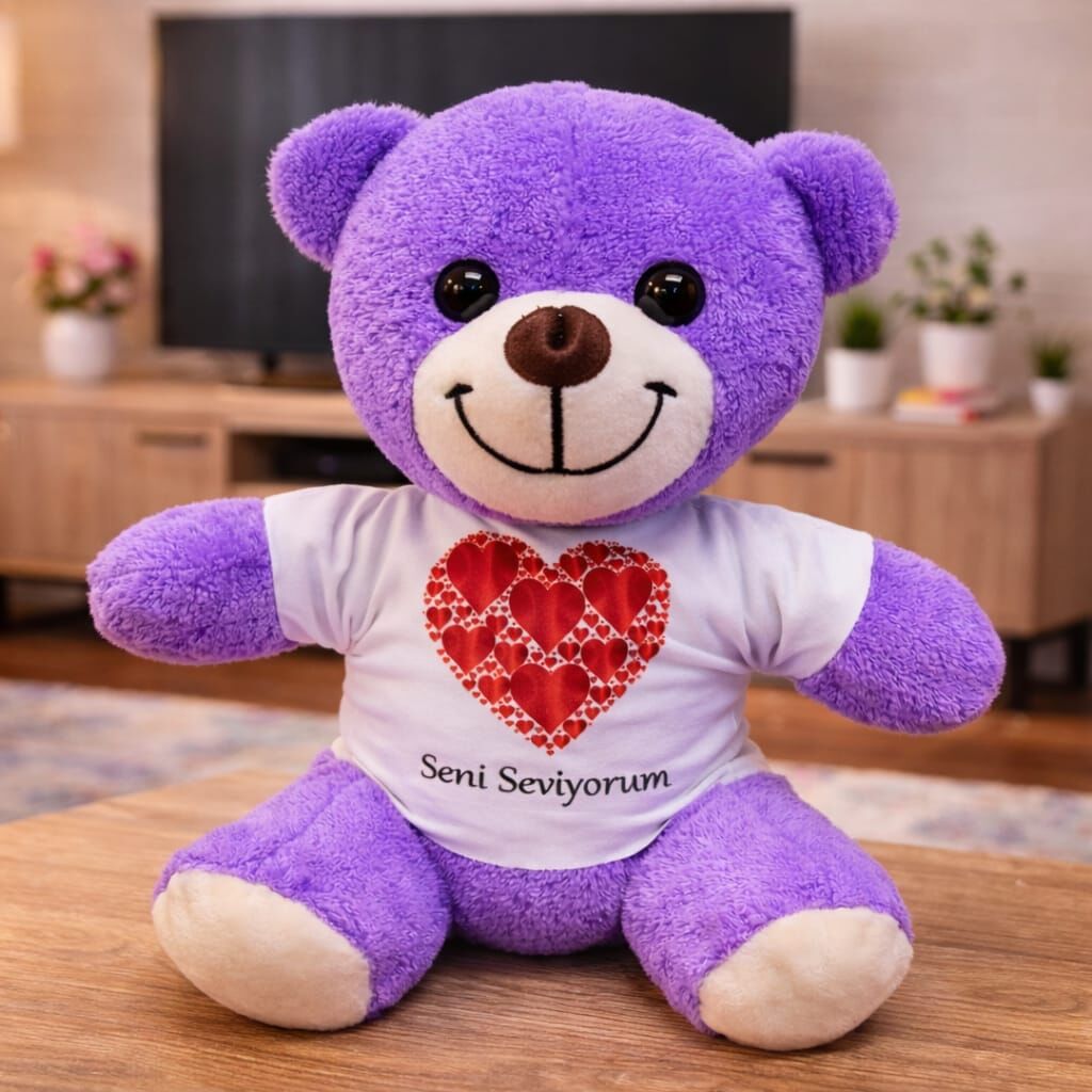 Seni Seviyorum Baskılı Tişörtlü Peluş Ayıcık