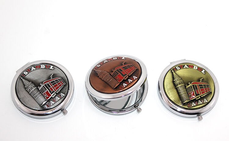 Metal İstanbul Temalı Yöresel Kabartmalı El Aynası