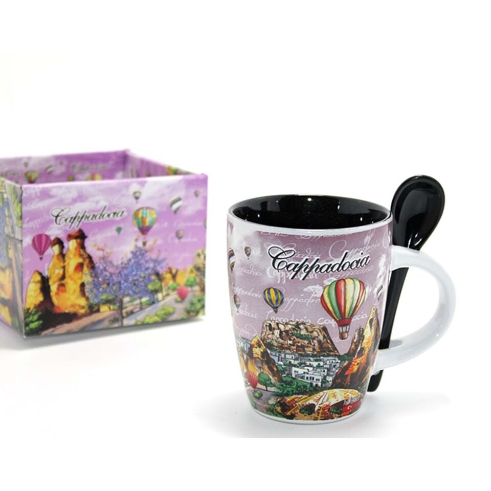 Tekli Yöresel Siyah Porselen Kupa Bardak