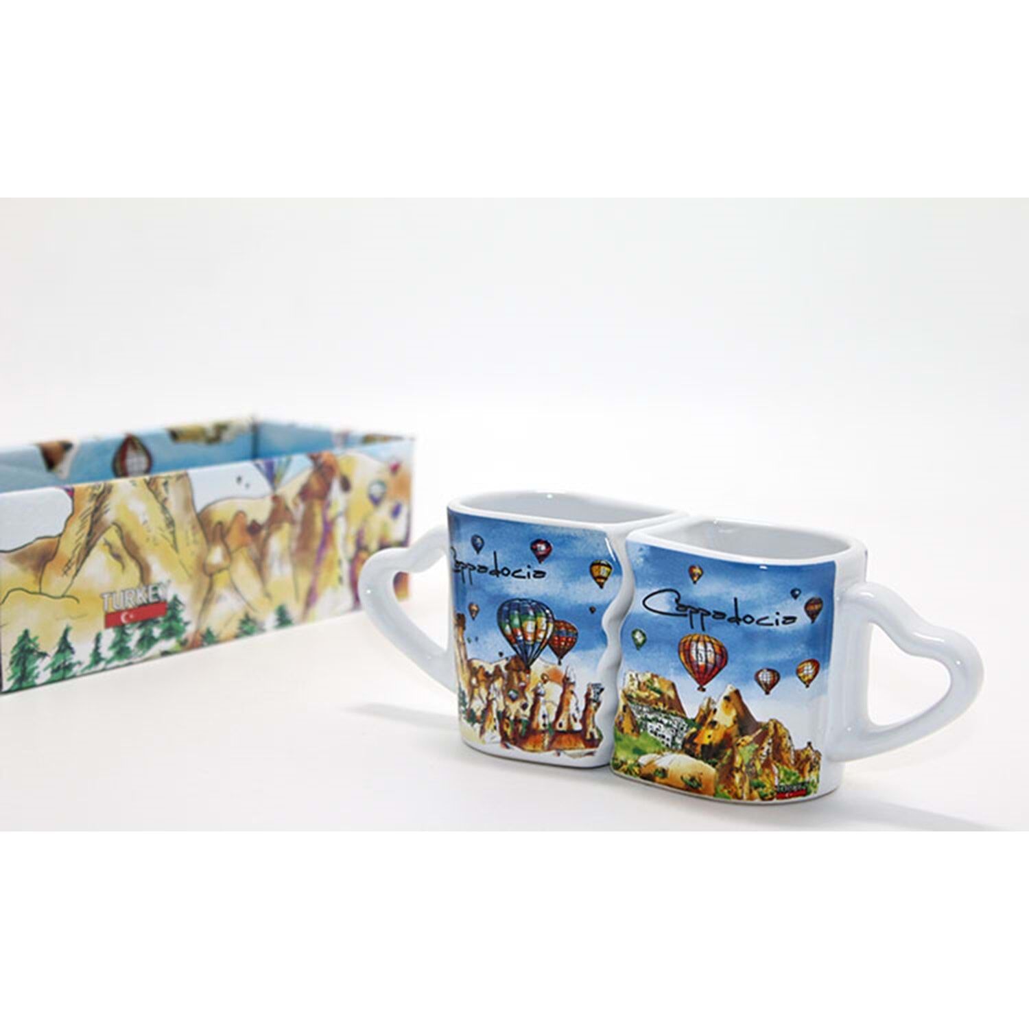 2’li Kapadokya Yöresel Porselen Kupa Bardak Seti