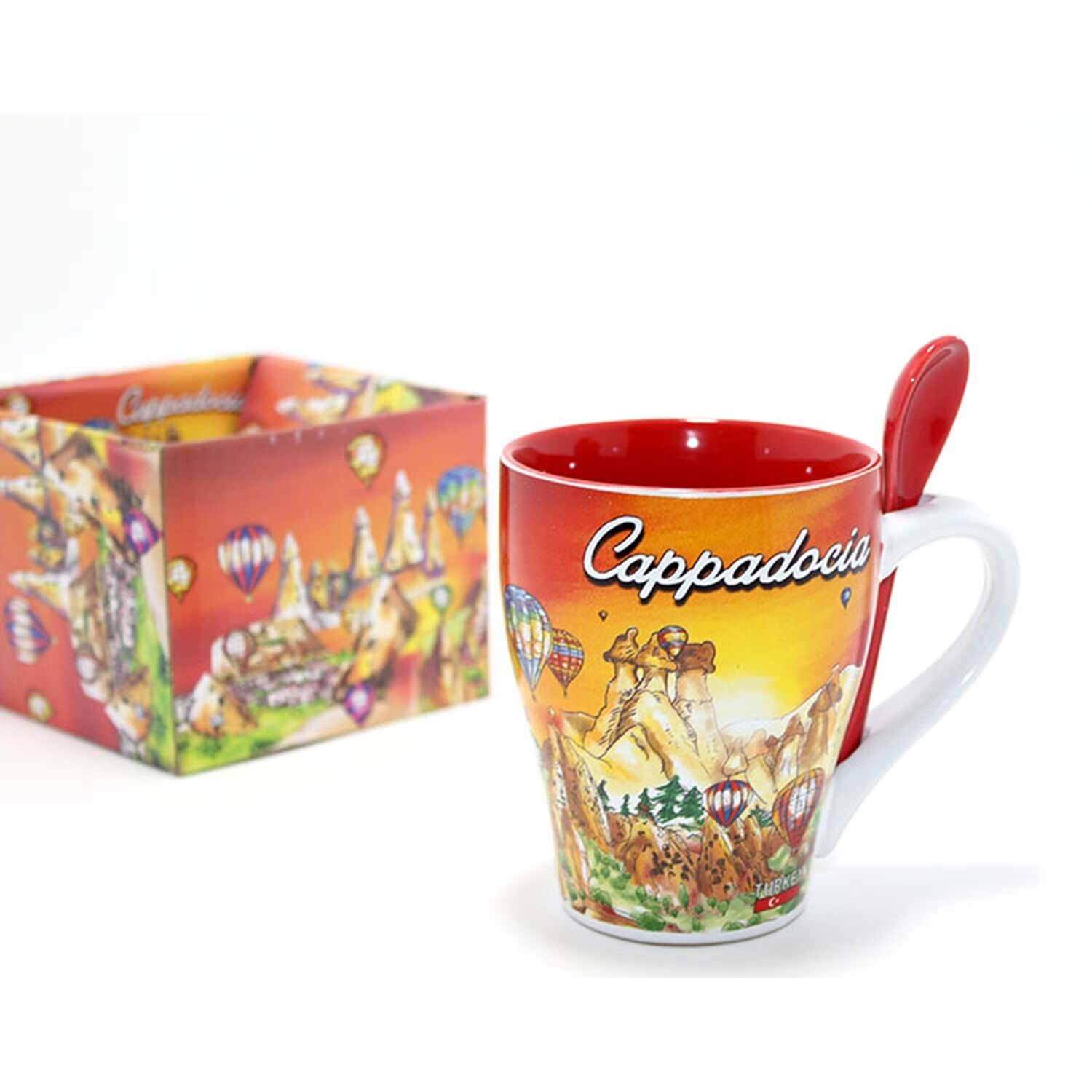 Tekli Yöresel Porselen Kupa Bardak – Kapadokya Temalı