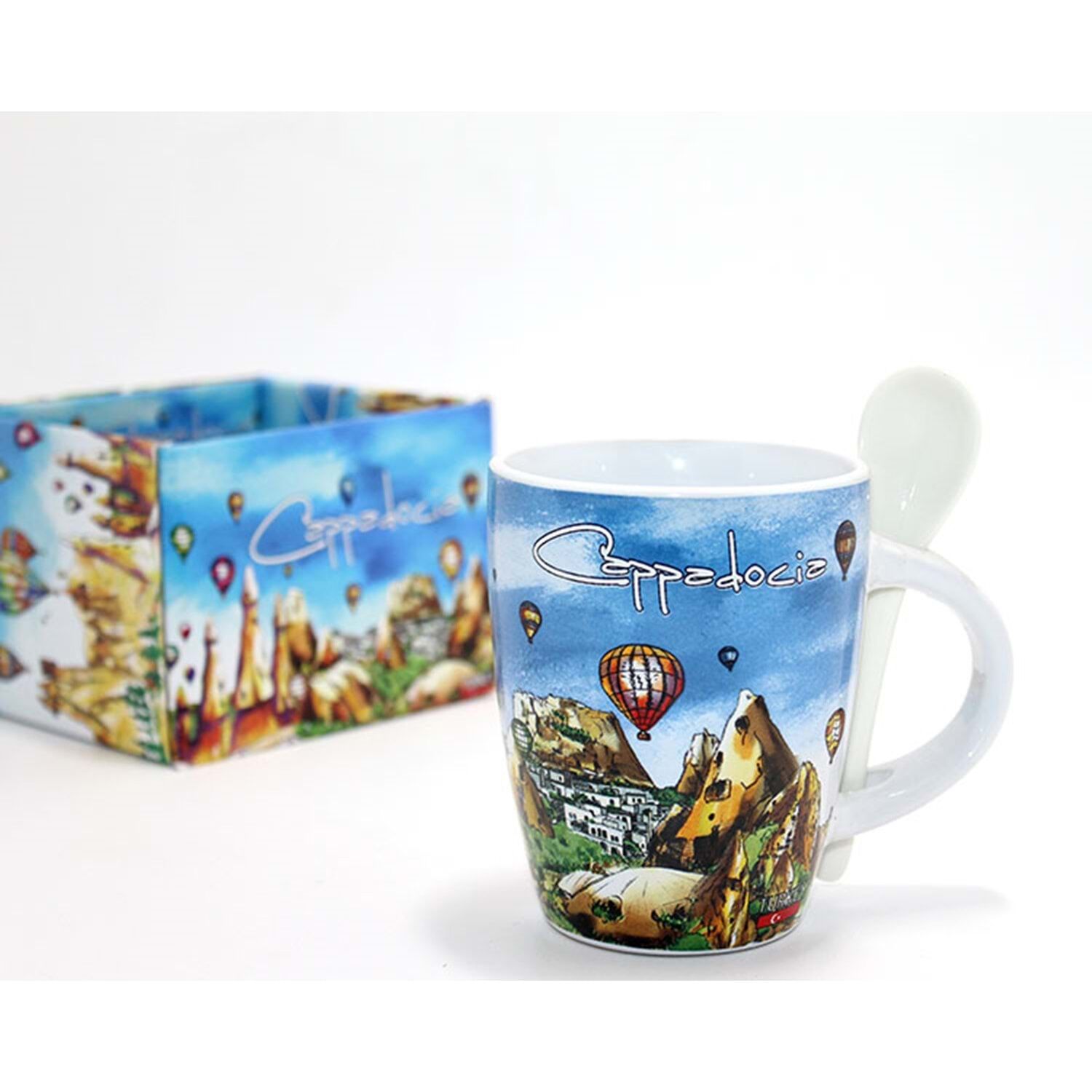 Tekli Yöresel Porselen Kupa Bardak – Kapadokya Temalı