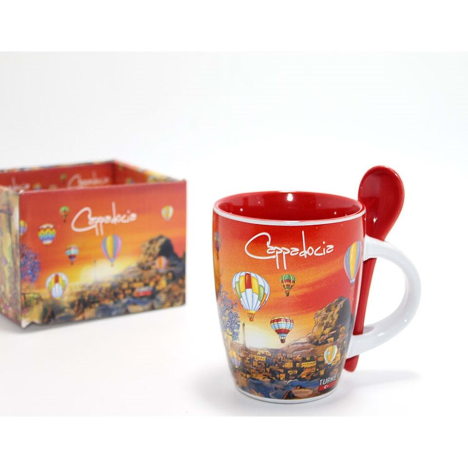 Tekli Yöresel Porselen Kupa Bardak – Kapadokya Temalı
