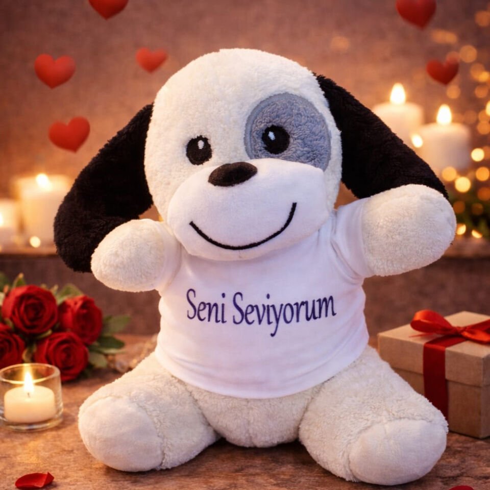 Seni Seviyorum Tişörtlü Sevimli Peluş Köpek