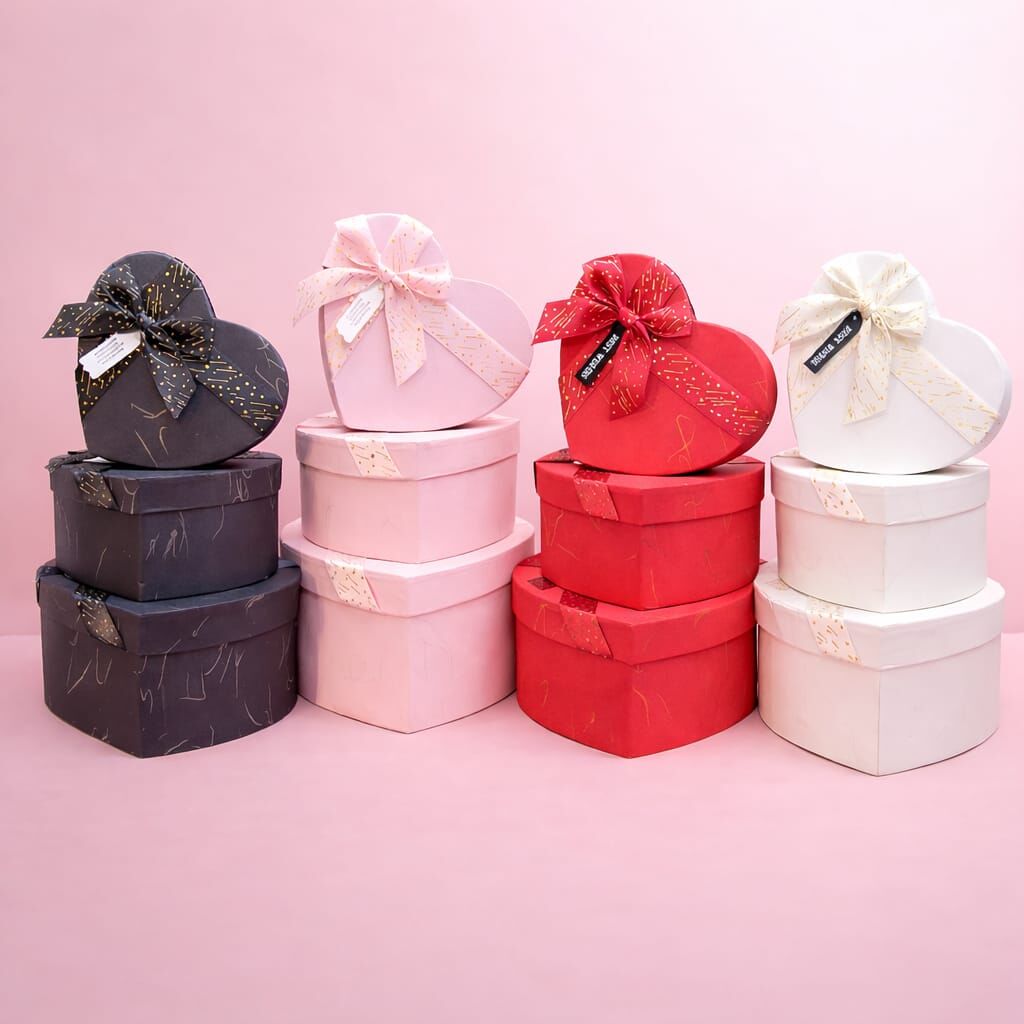 3'lü Hediyelik Kalp Kutu