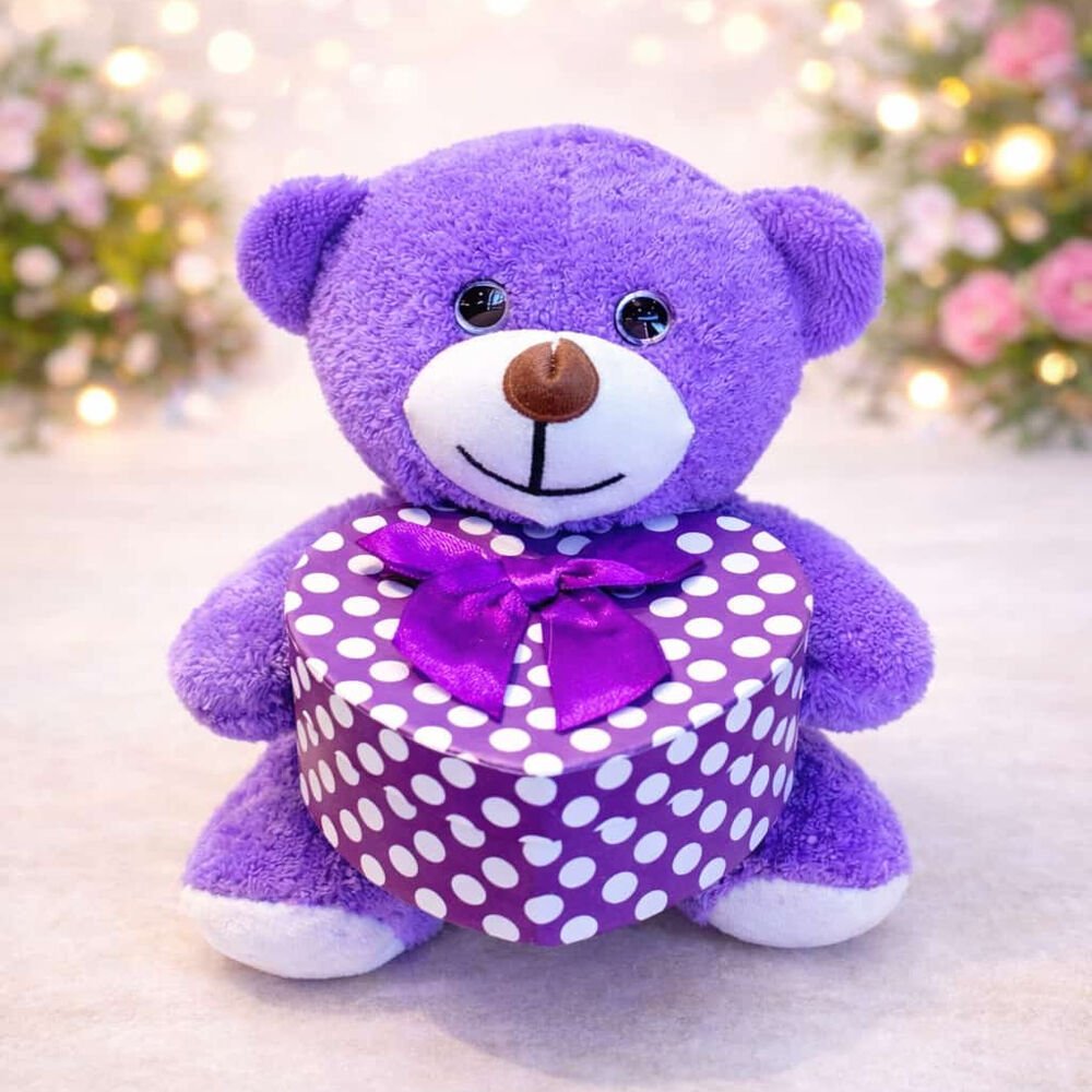 Sevimli Kalp Kutulu Peluş Ayıcık