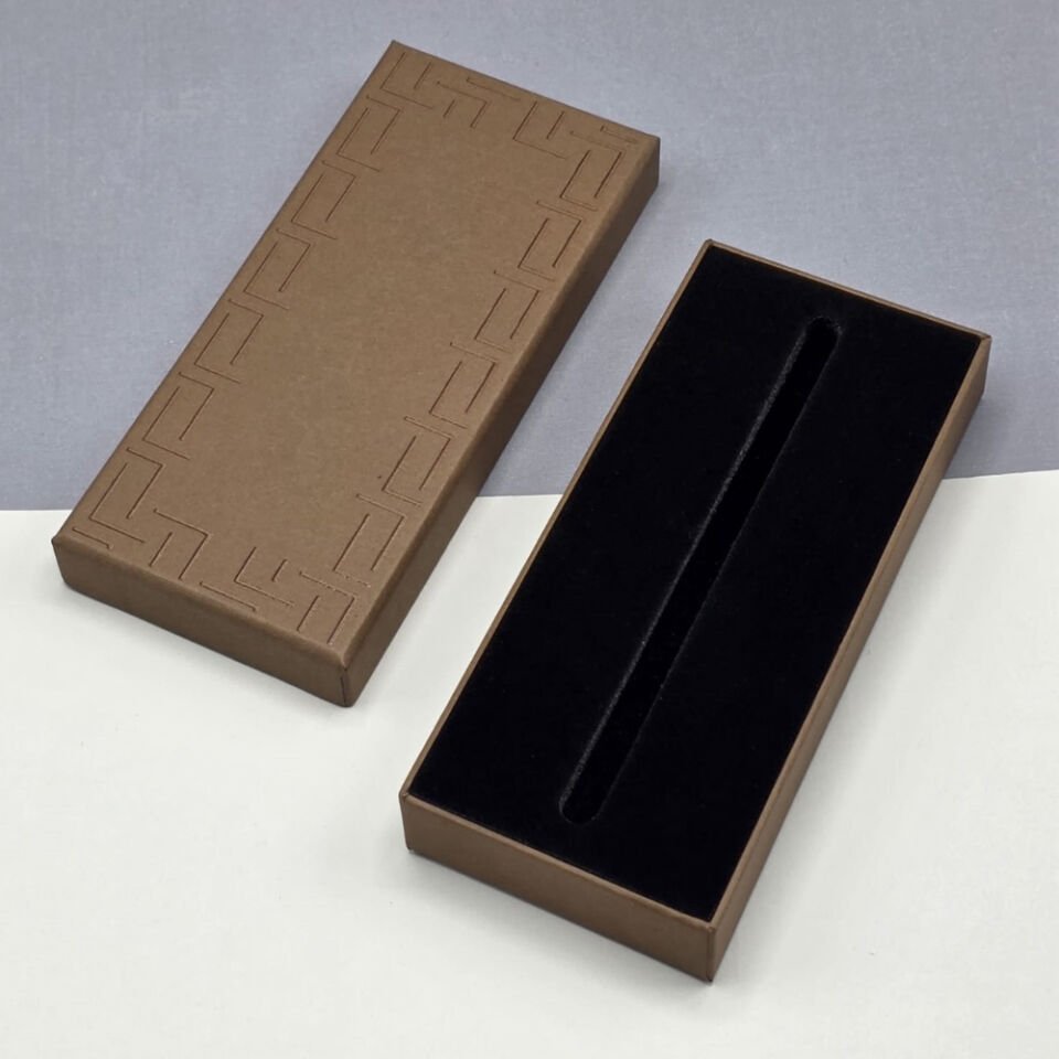 Kahverengi Özel Motifli Lüks Kalem Kutusu