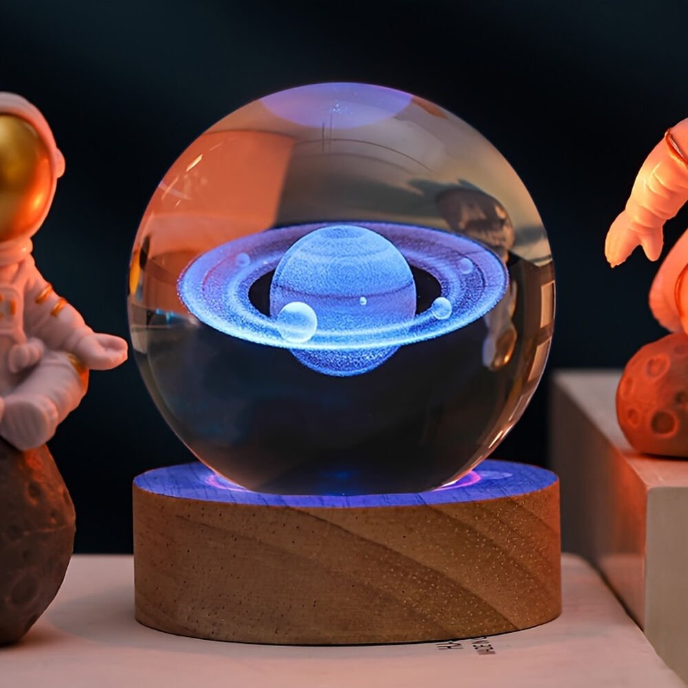 Renk Değiştiren Satürn Gezegen Cam Küre