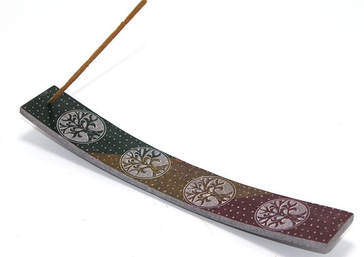 Obsidian Taşı Hayat Ağacı Tasarımı Kayık Tütsülük