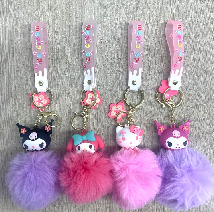 Ponponlu Kuromi Ve Hello Kitty Anahtarlık