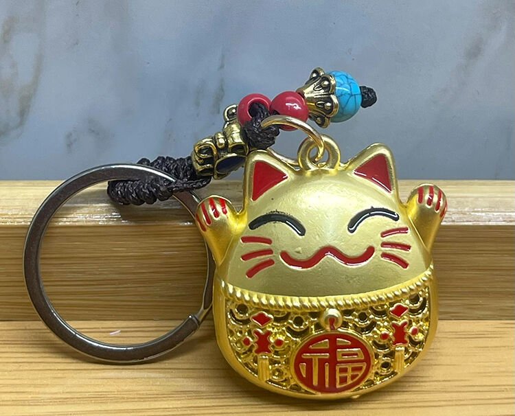 Metal Şans Ve Bereket Kedisi Anahtarlık