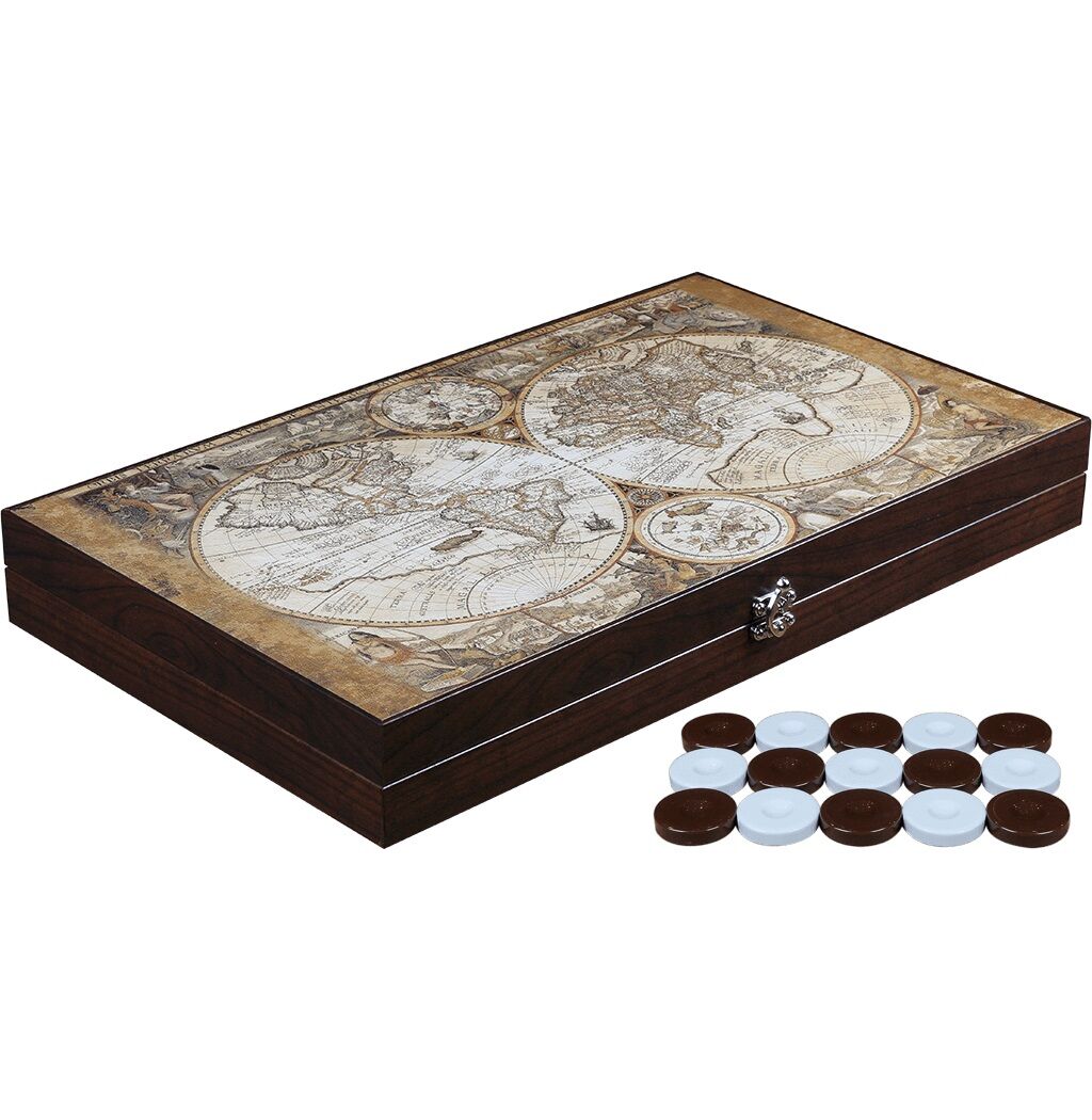 Trendy Deri Haritalı Tavla