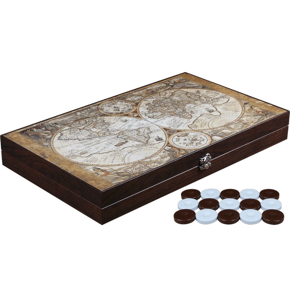 Trendy Deri Haritalı Tavla