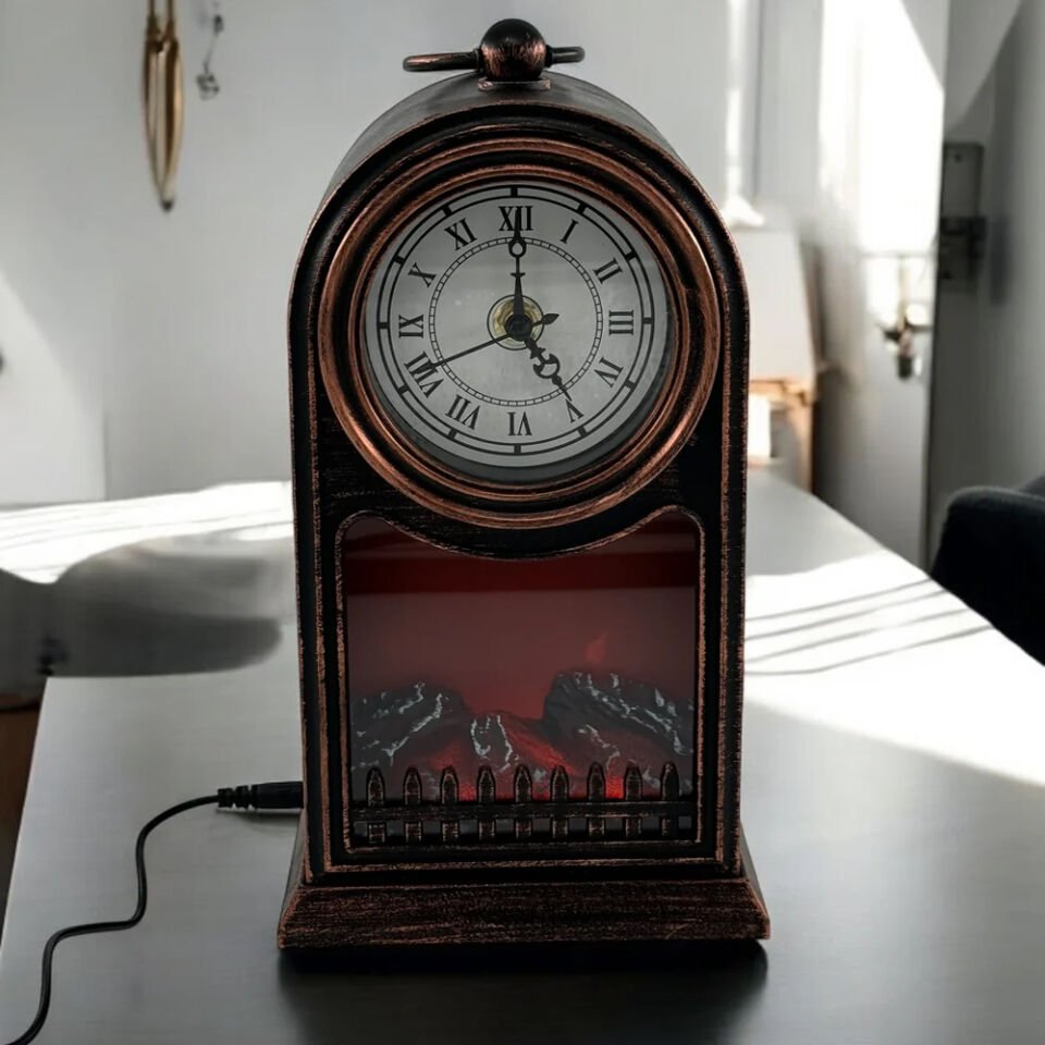 Şömine Tasarımlı Romen Rakamlı Saat