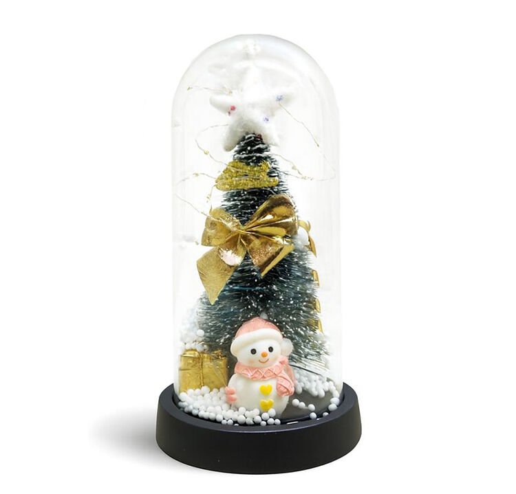 Yılbaşı Temalı Işıklı Dekoratif Cam Fanus