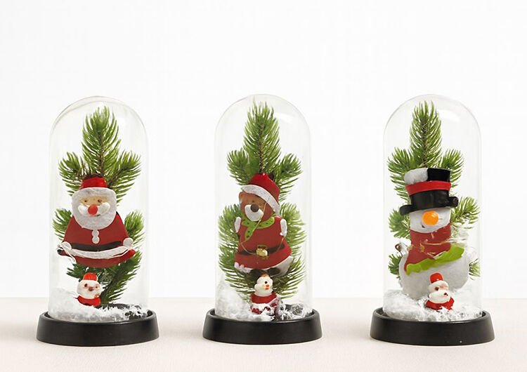 Yılbaşı Temalı Işıklı Dekoratif Cam Fanus