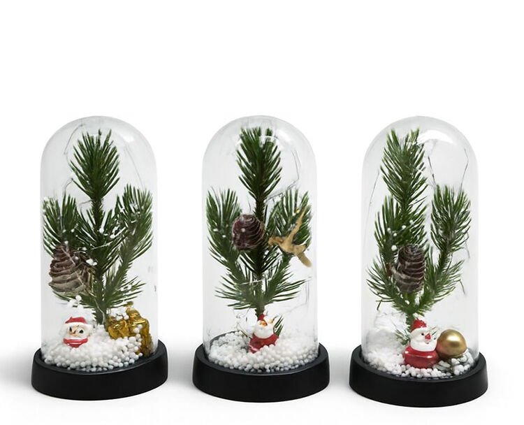 Yılbaşı Temalı Işıklı Dekoratif Cam Fanus