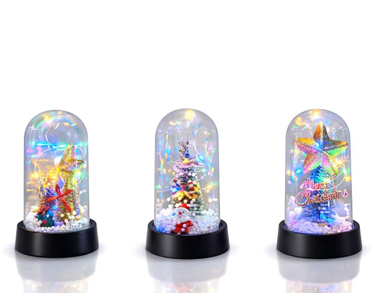 Yılbaşı Temalı Işıklı Dekoratif Cam Fanus