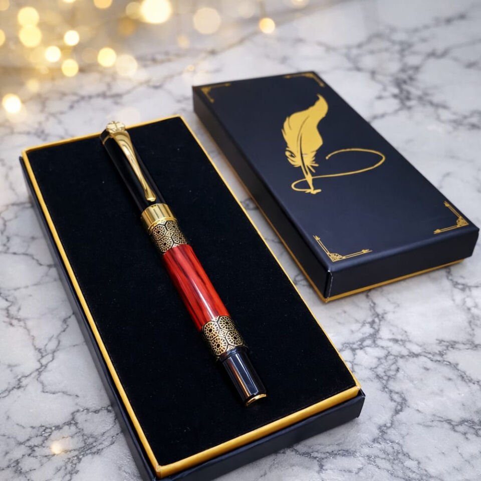 Gold Desenli Metal Roller Kalem